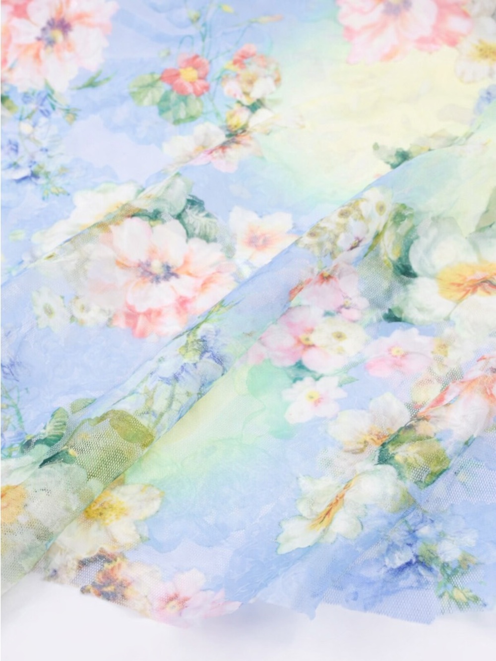 Floral Embroidered Mesh Fabric -1.1 yards - 58''width